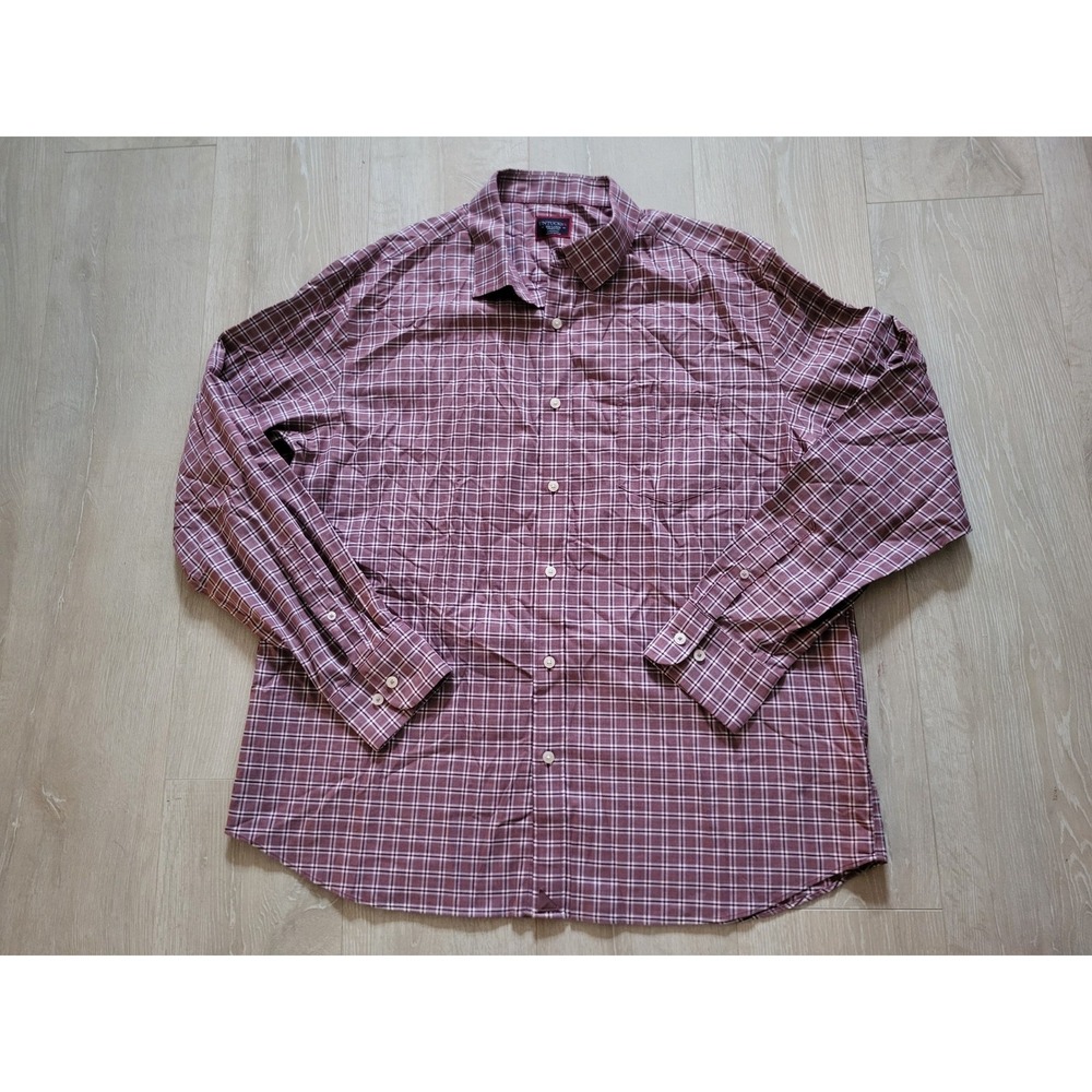 UNTUCKit Button Down Shirt Mens XXL Maroon Plaid Excellent Wrinkle Free Parson